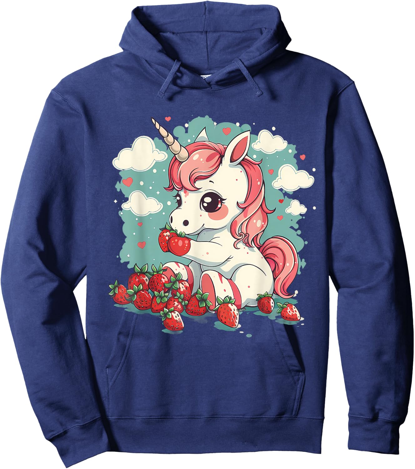 Strawberry Unicorn Cute Strawberries Fruit Animal Lover Hoodie - Hoodie | Navy