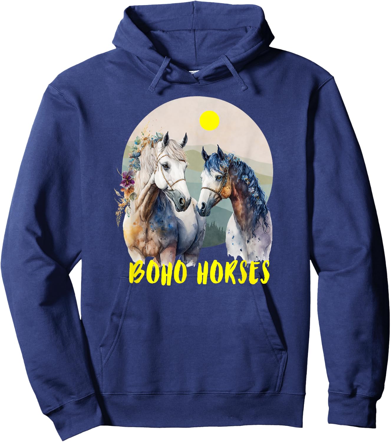 BoHo Horses Hoodie - Hoodie | Navy