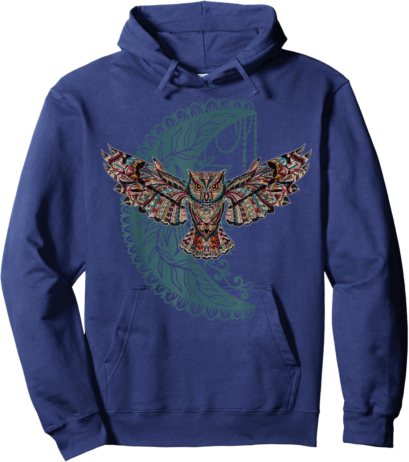 Native American Moon Dreamcatcher Owl Tribal Illustration Hoodie - Hoodie | Navy