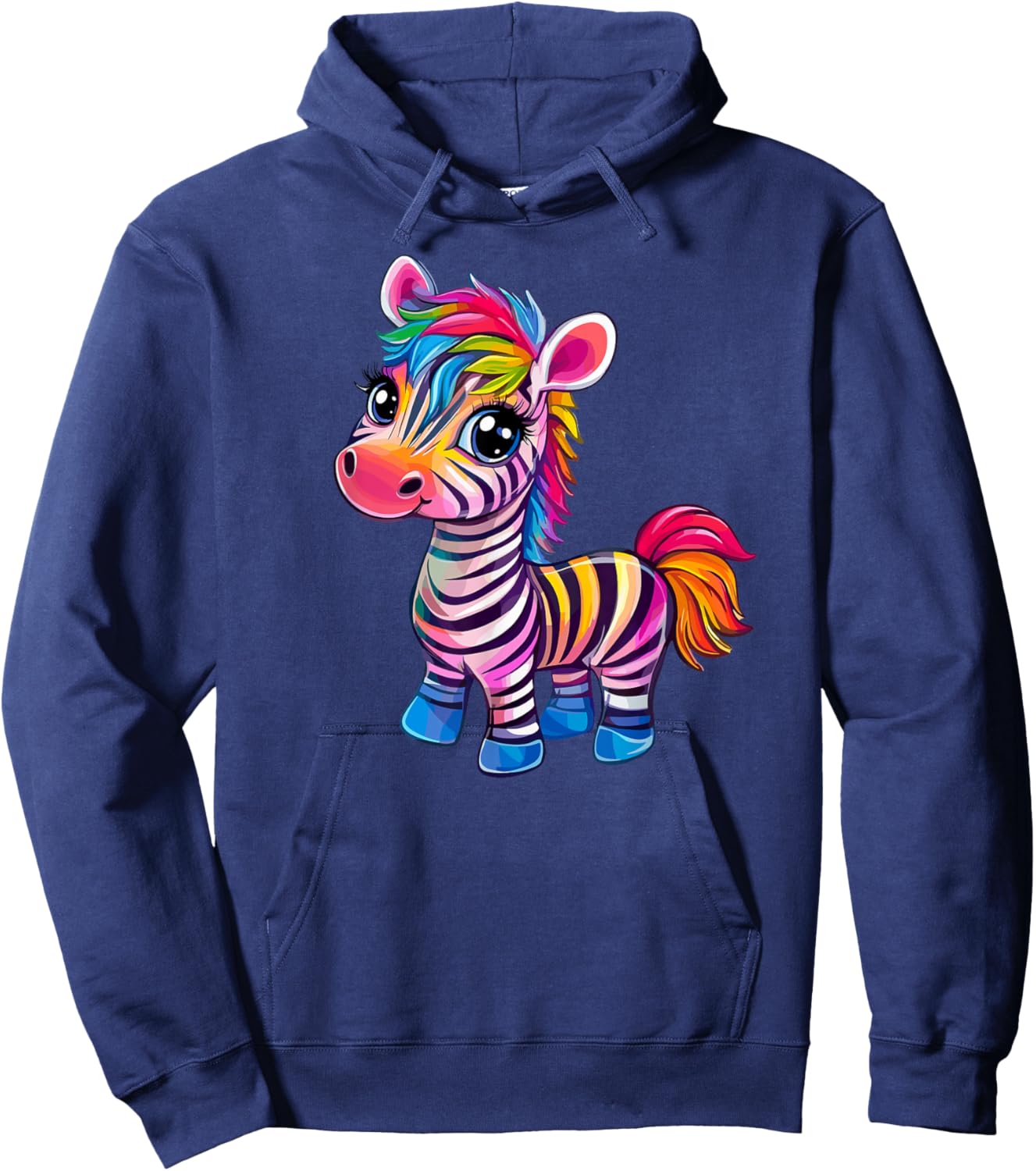 Colorful Rainbow Zebra Animal Art Hoodie - Hoodie | Navy