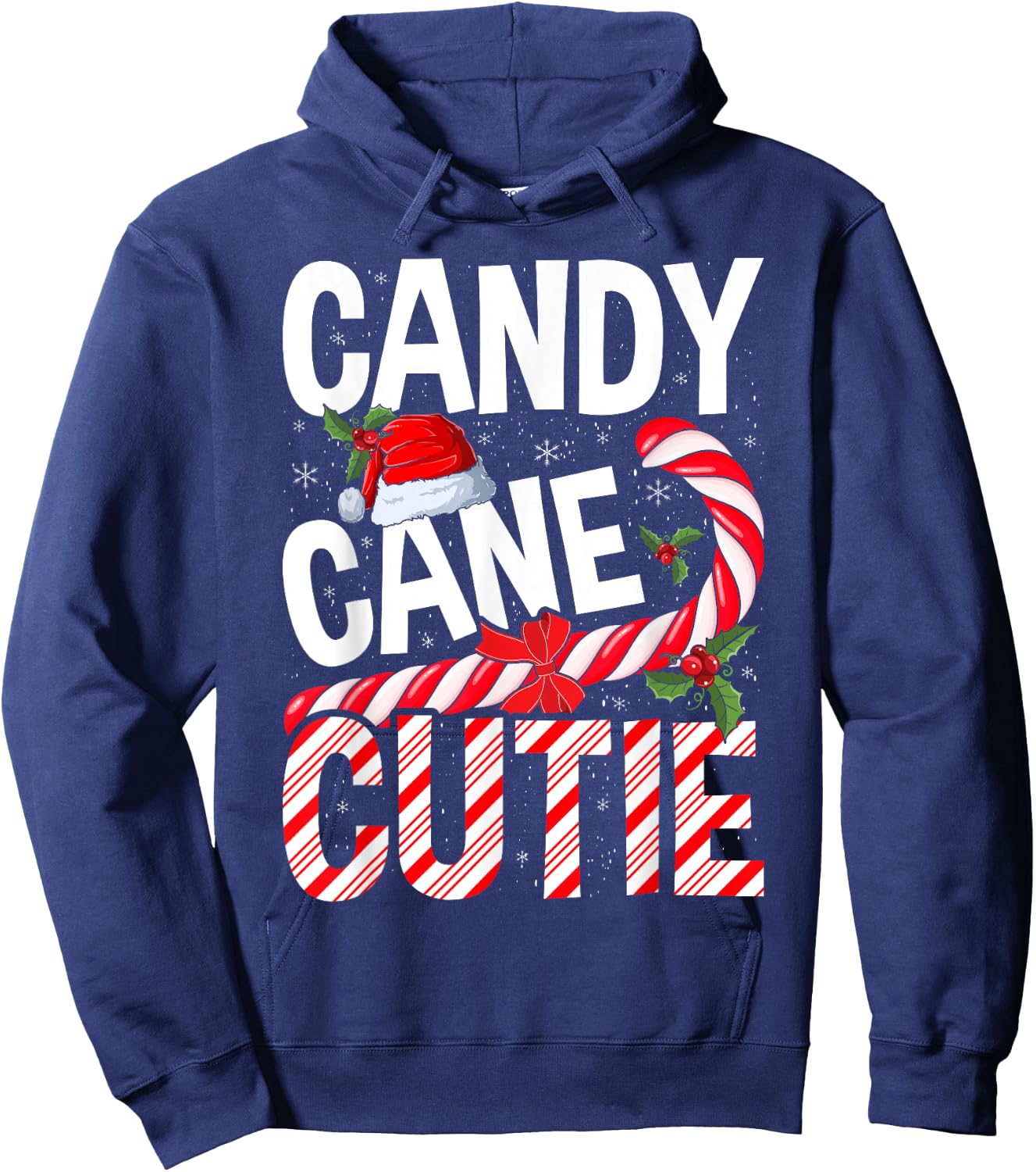 Candy Cane Cutie Christmas Xmas Women Girls Kids Toddler Hoodie - Hoodie | Navy