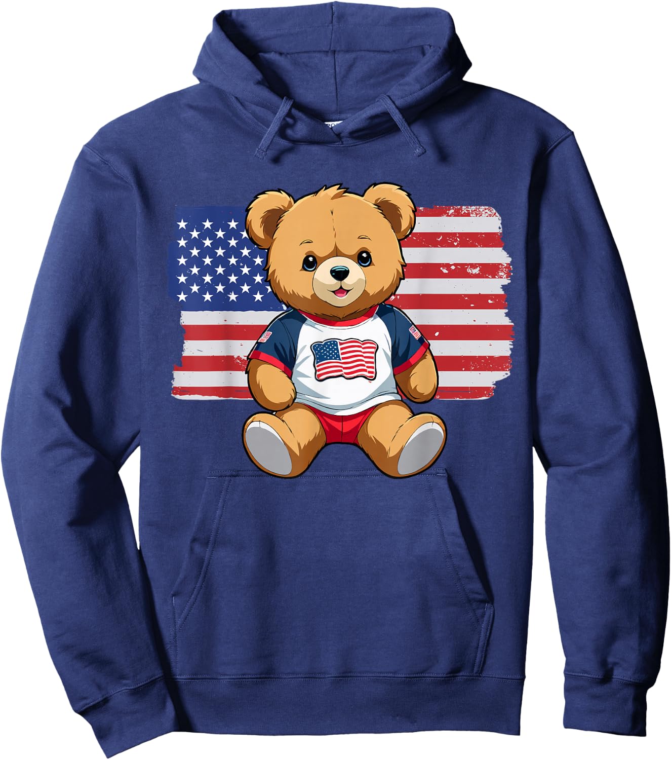 America US Flag Teddy Bear Patriot Hoodie - Hoodie | Navy