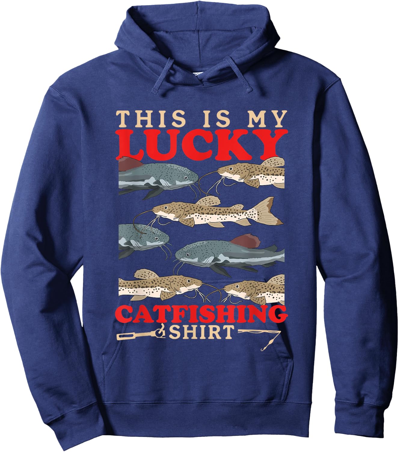 Catfish Fisherman | Lucky Catfishing Hoodie - Hoodie | Navy