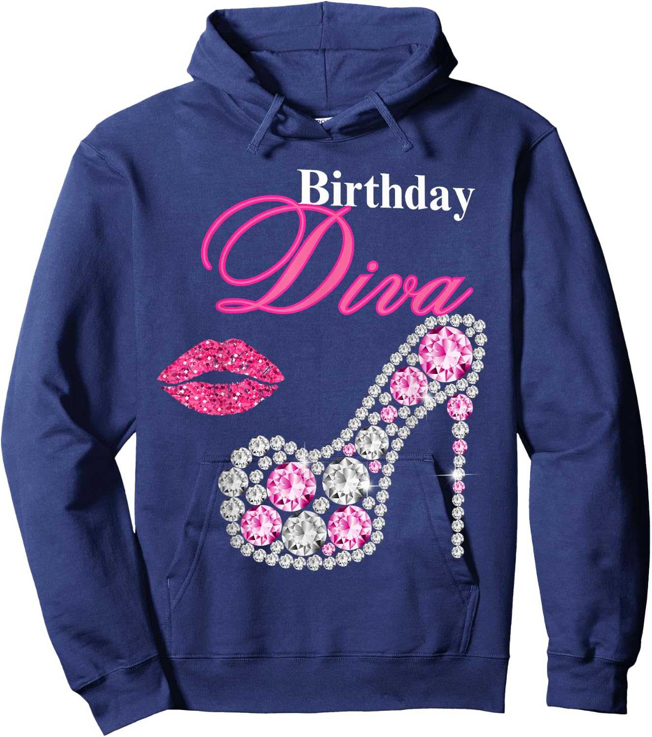 Hot Pink Lips Gifts High Heel Afro Diva Birthday Melanin Hoodie - Hoodie | Navy