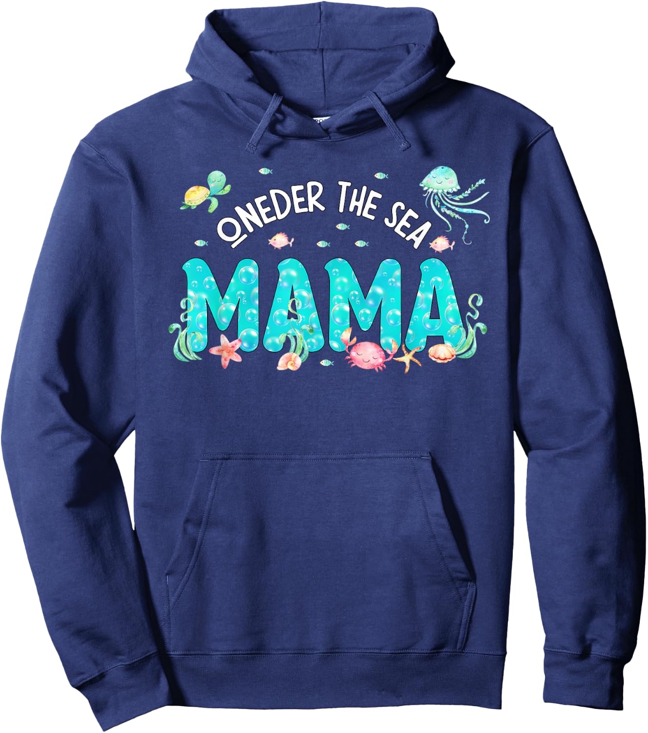 Under Sea Mama Birthday Girl Boy Matching Family Party Hoodie - Hoodie | Navy