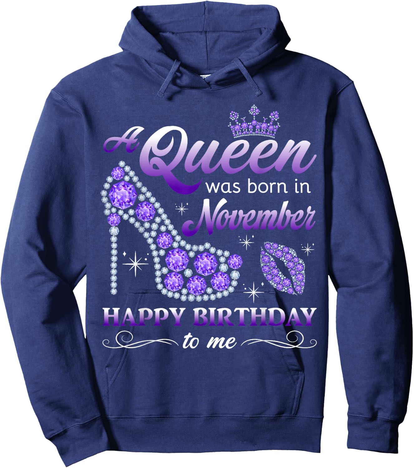 A Queen Was Born in November Women Girls November Birthday Hoodie - Hoodie | Navy