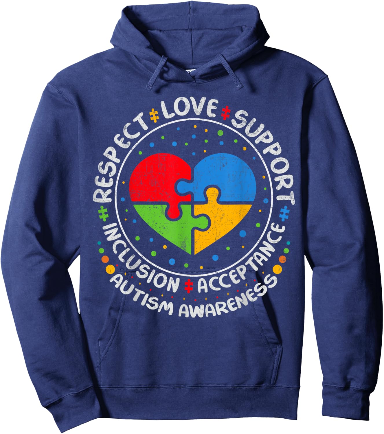 Autism Awareness Month Love Respect Support Blue Autism Hoodie - Hoodie | Navy