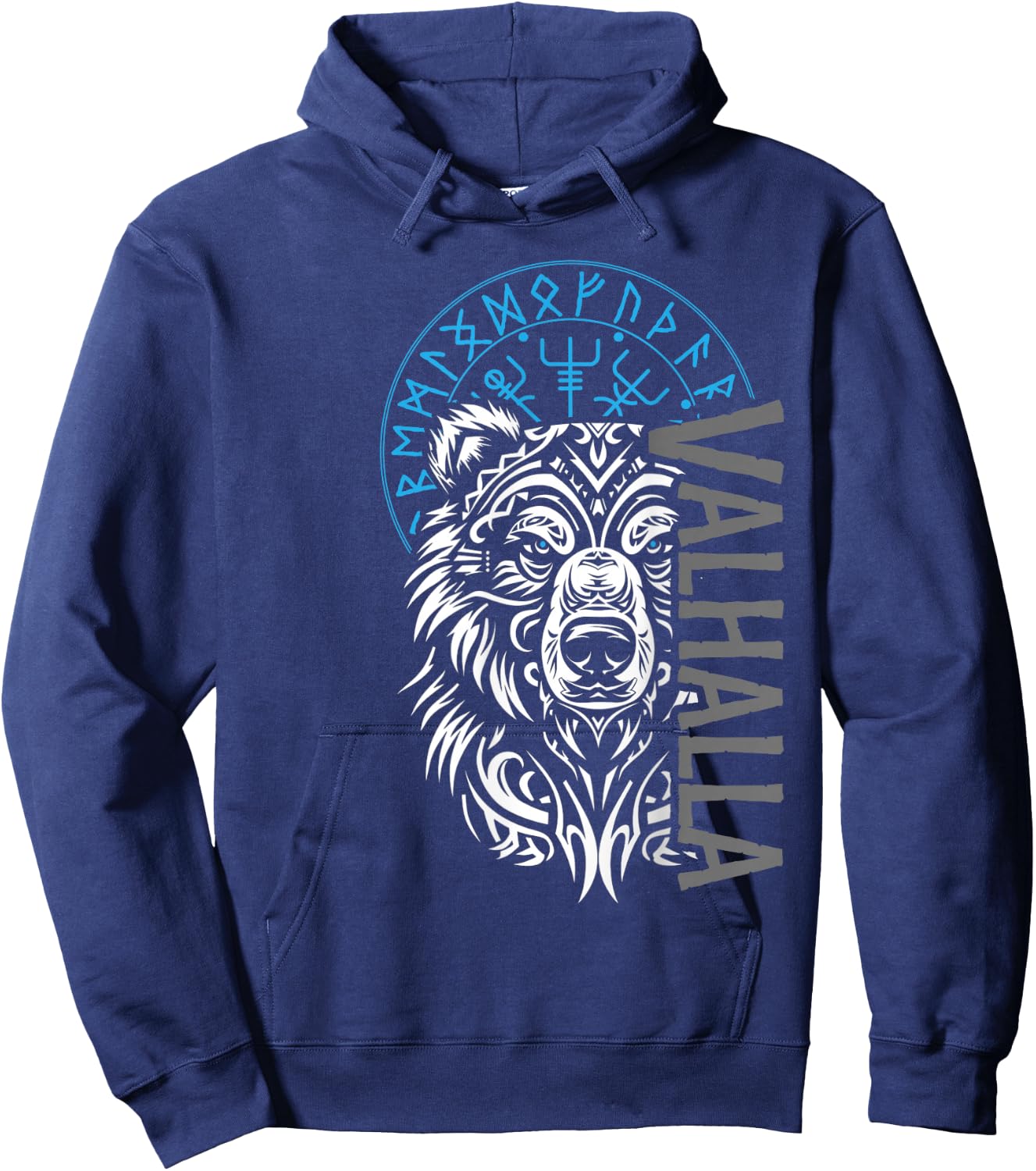 Valhalla & Viking Compass - Nordic Bear Design Hoodie - Hoodie | Navy