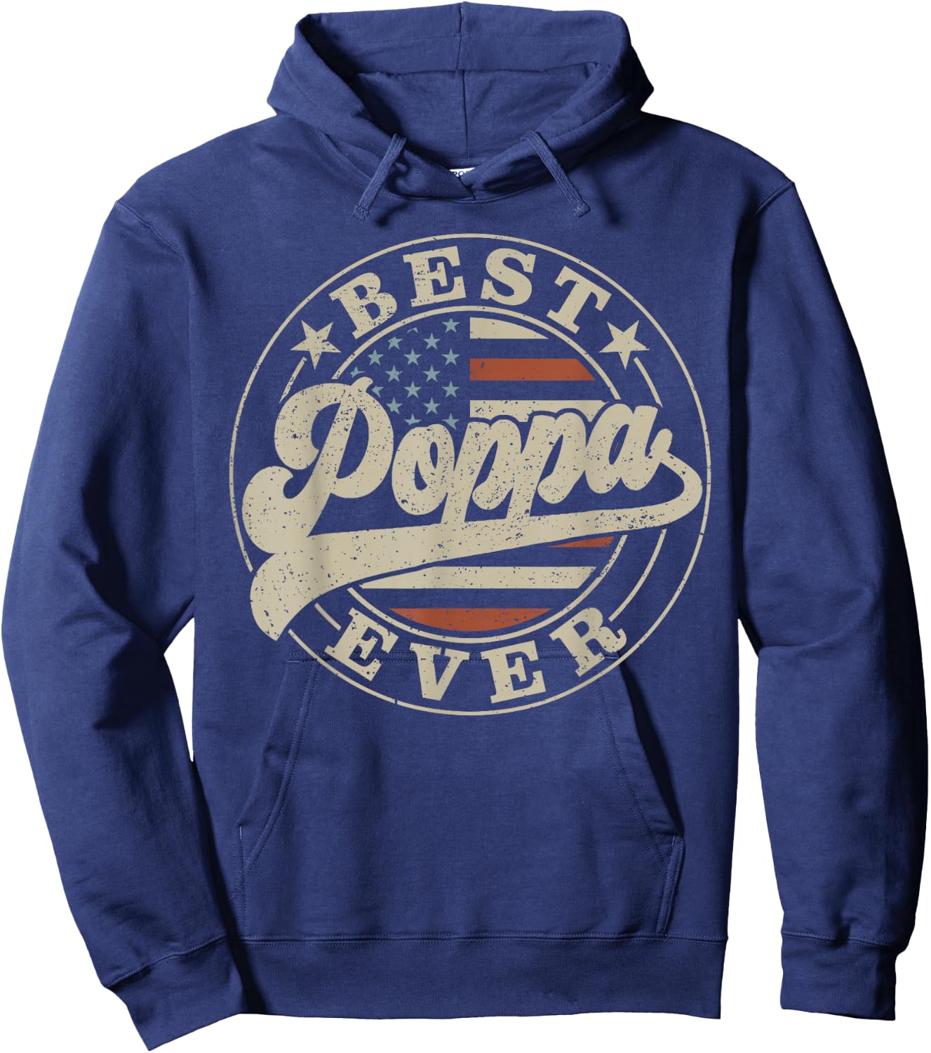 Best Poppa Ever American US Flag Funny Father's Day Hoodie - Hoodie | Navy