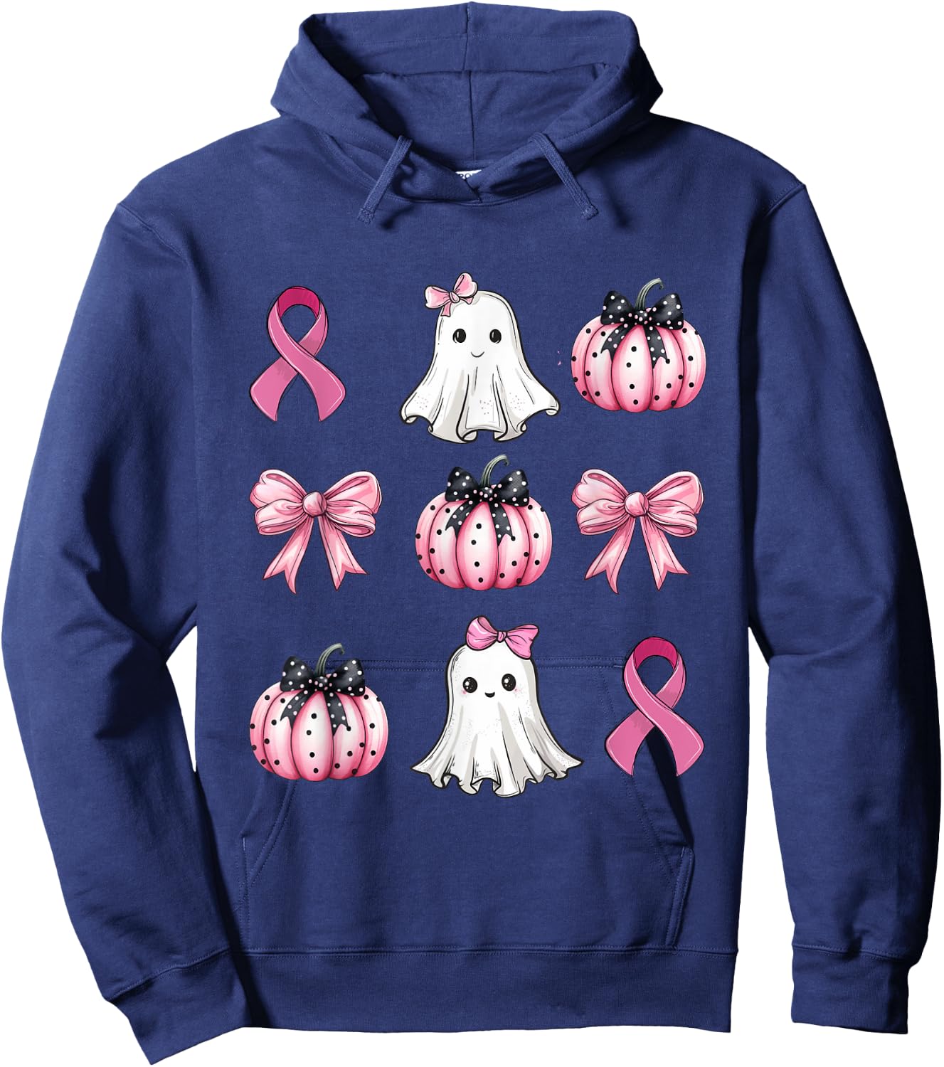 Breast Cancer Awareness Coquette Pink Pumpkin Rippon Women's Hoodie - Hoodie | Navy
