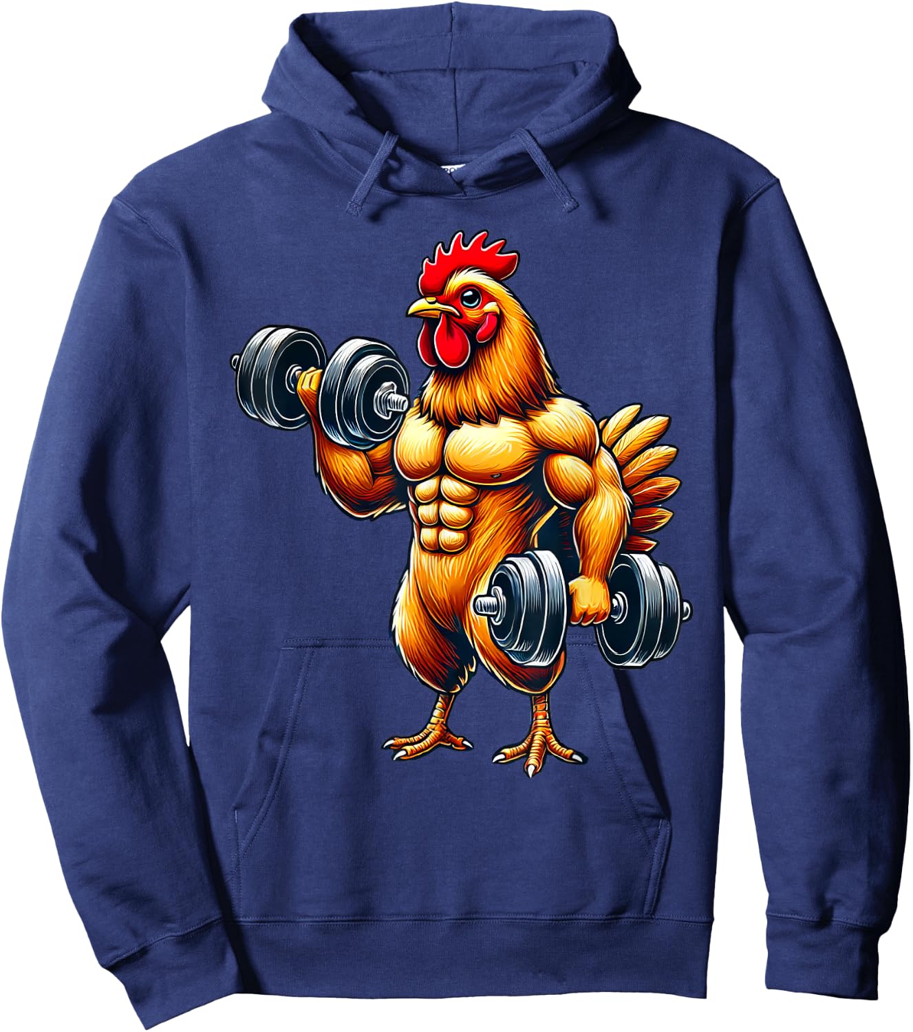 Chicken Powerlifting Weightlifting Gym Apparel -Adults & Kids Black Small Classic Fit Modern Humorous Animal-Themed Hoodie - Hoodie | Navy