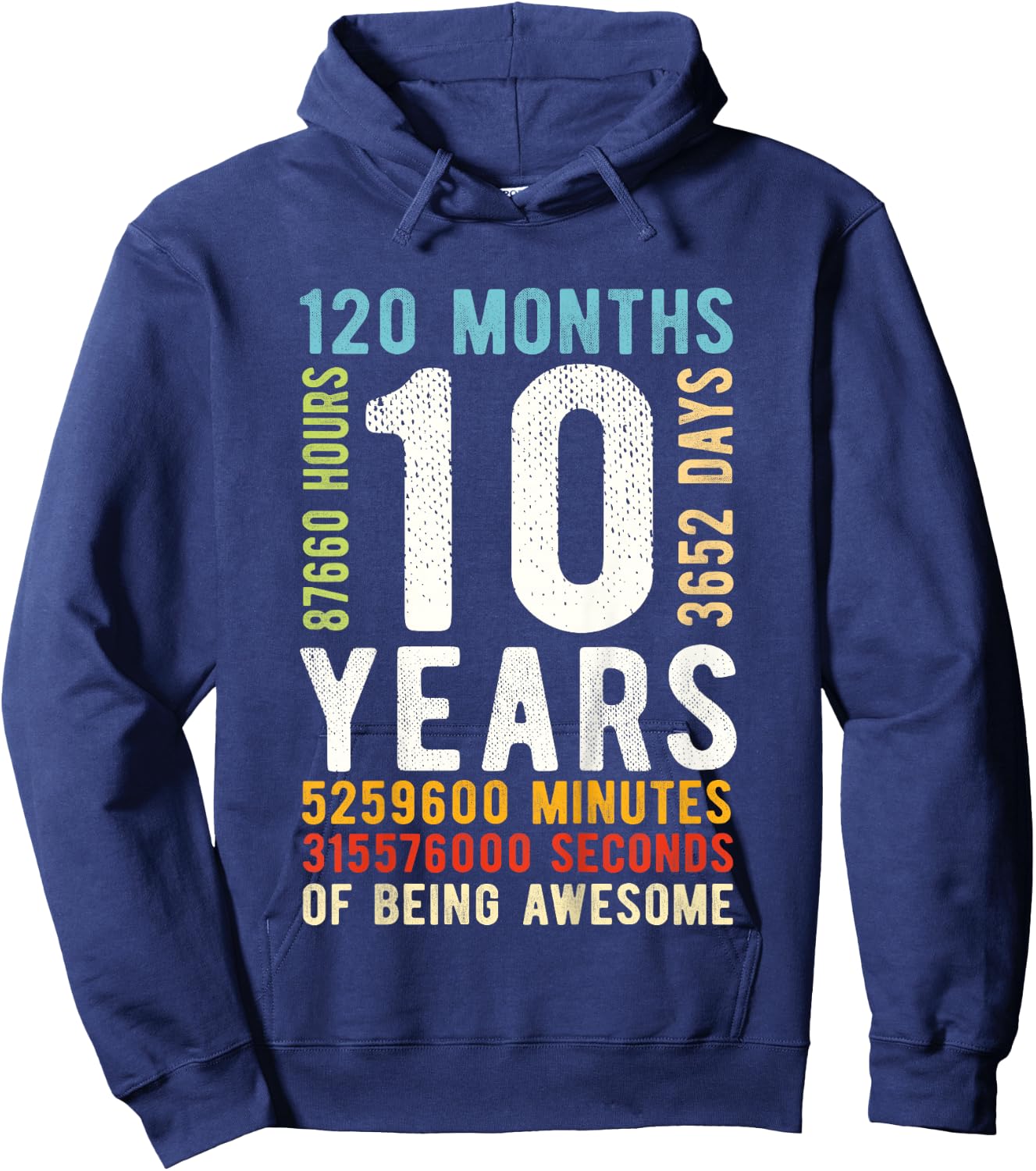 10th Birthday 10 Years Old Vintage Retro 120 Months Hoodie - Hoodie | Navy