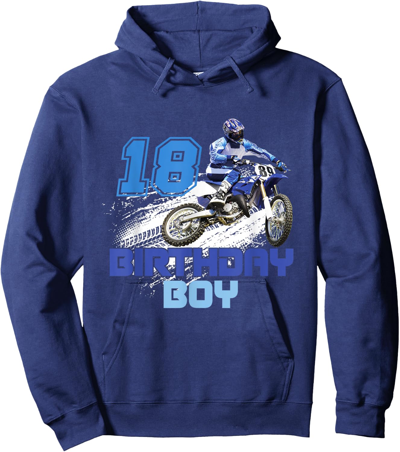 Kid Dirt Bike Rider 18 Years Old Motocross 18th Birthday Boy Hoodie - Hoodie | Navy