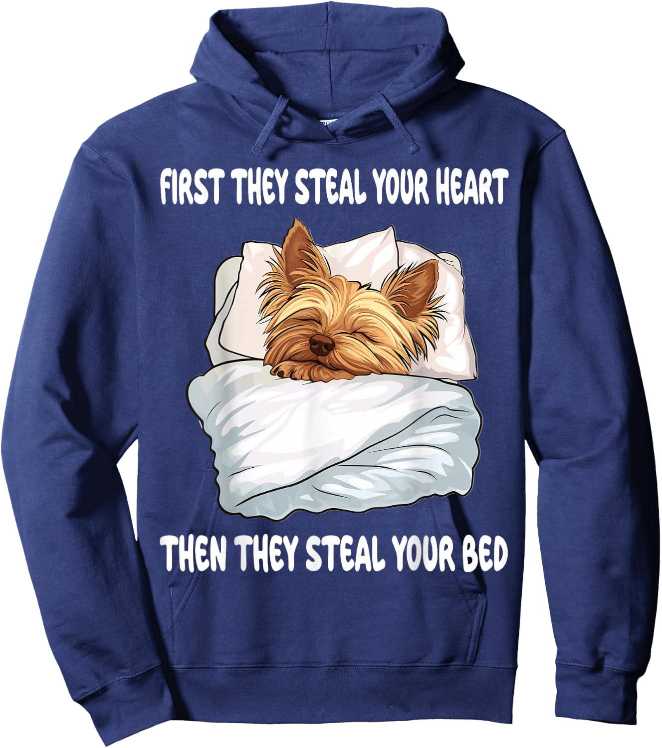 Yorkshire Terrier Yorkie Sleeping Pajamas Nightgown Hoodie - Hoodie | Navy