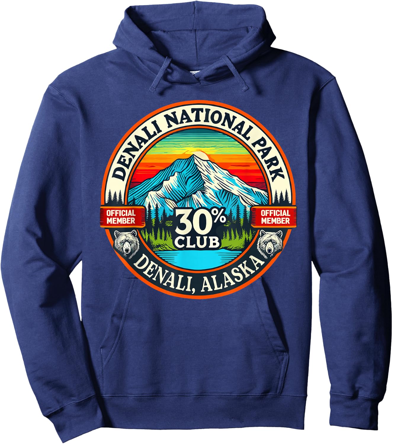 Denali 30% Club Shirt Alaska National Park Souvenir Hoodie - Hoodie | Navy