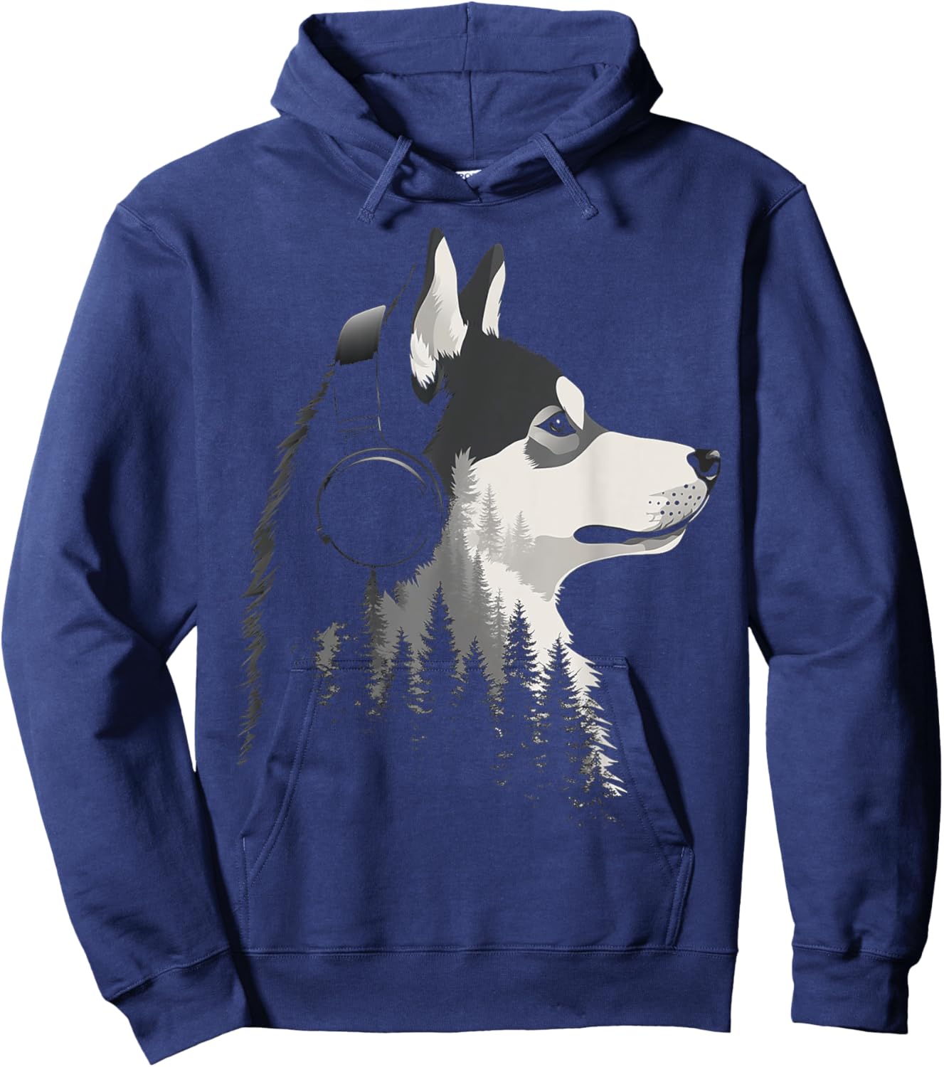 Siberian Husky Dog Pet Music Headphone Siberian Husky Hoodie - Hoodie | Navy