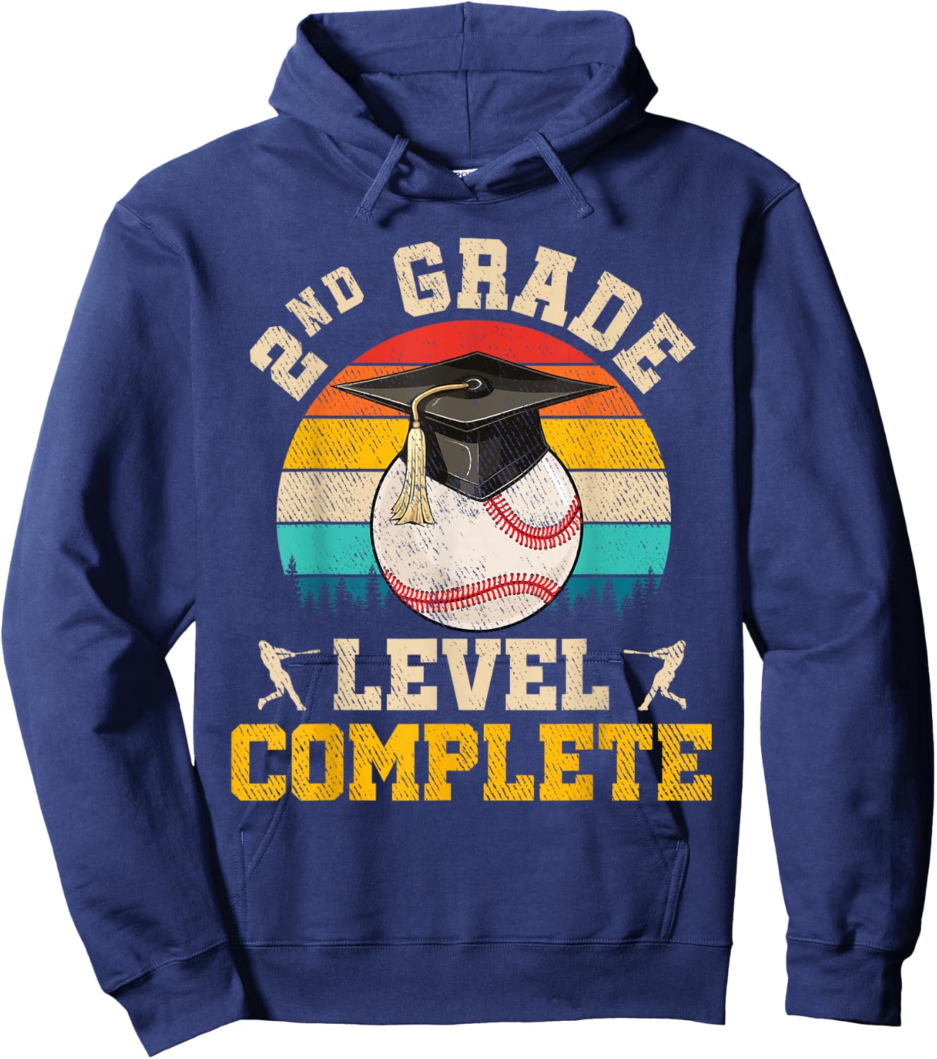 2nd Grade Level Complete Baseball Boy Last Day Of School Hoodie - Hoodie | Navy
