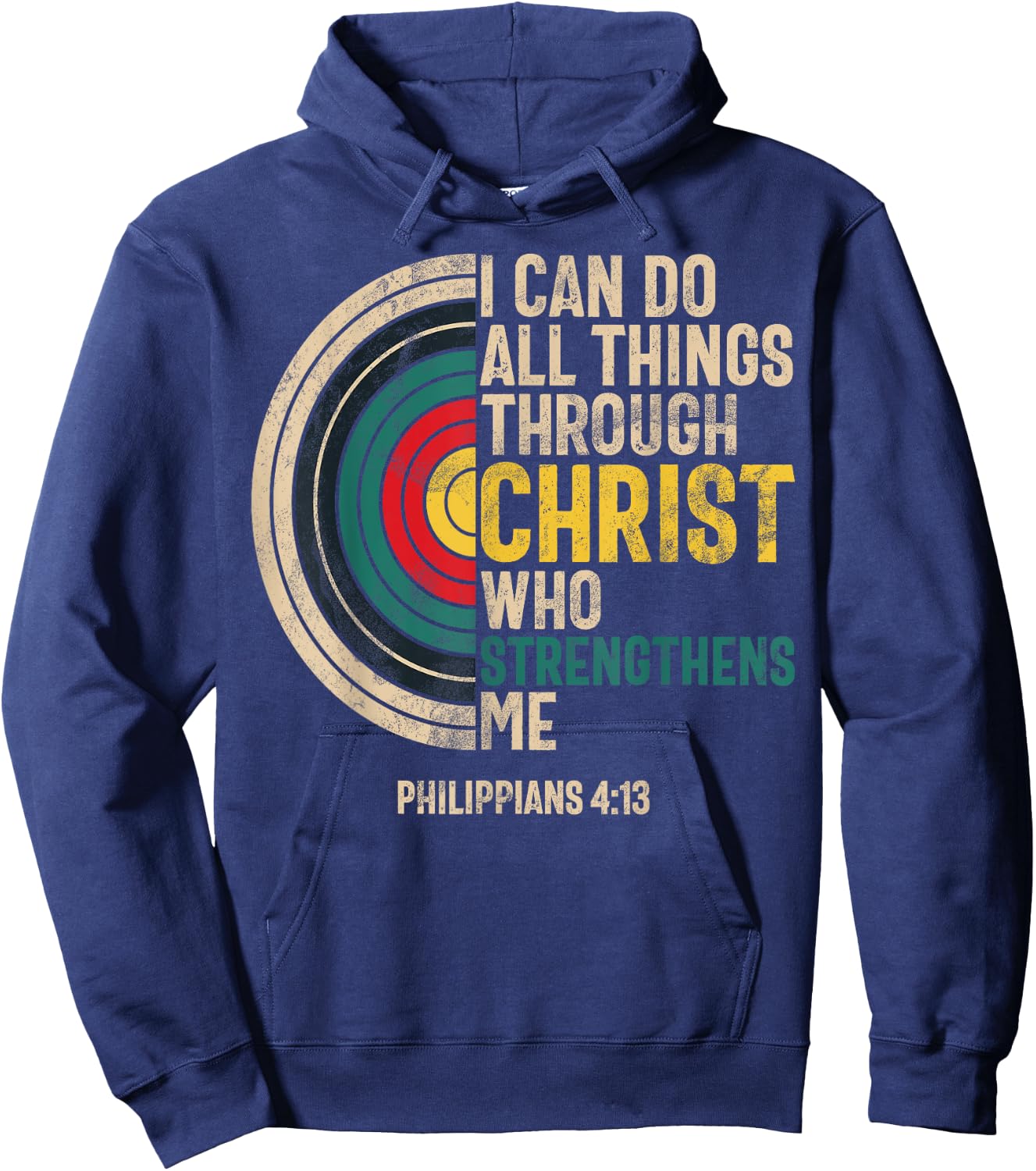 I Can Do All Things Through Christ Archery Bible Verse Hoodie - Hoodie | Navy