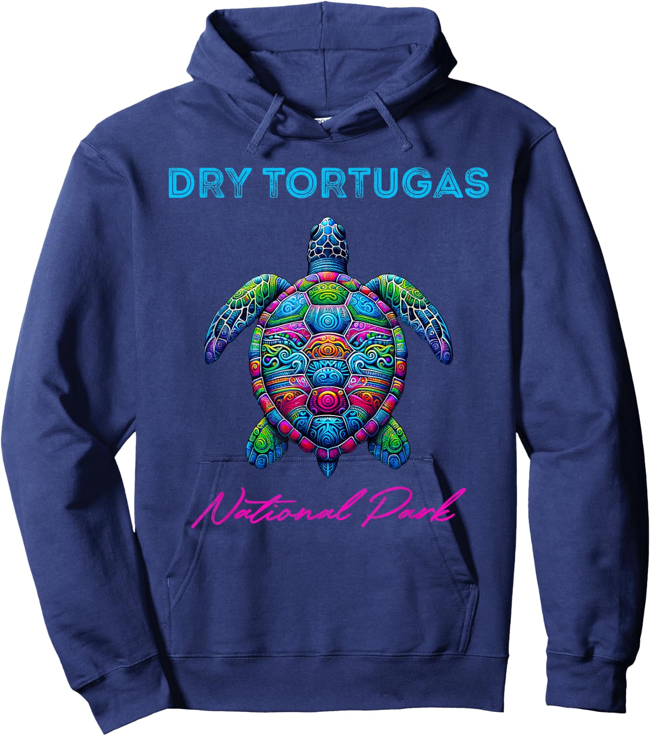 Dry Tortugas National Park Tribal Beach Sea Turtle Hoodie - Hoodie | Navy