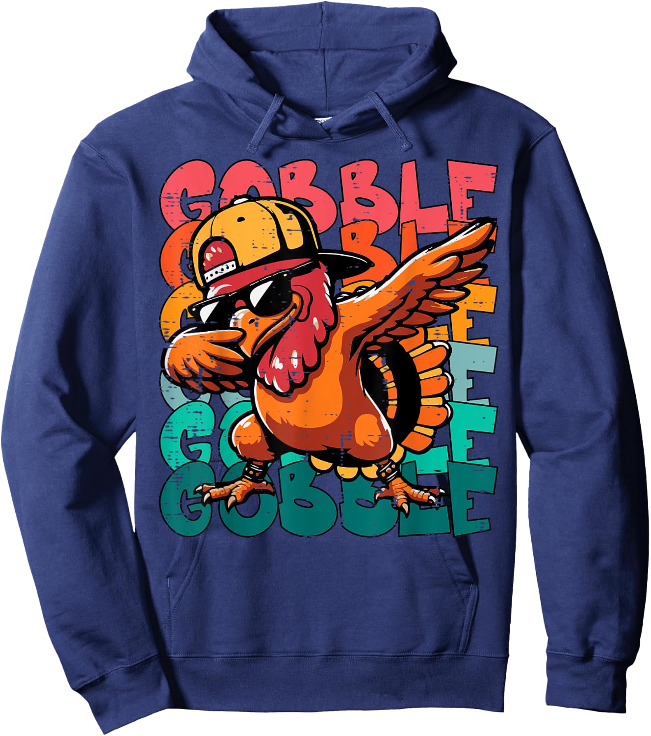 Thanksgiving Turkey Dab Gobble Funny Toddler Boys Kids Youth Hoodie - Hoodie | Navy