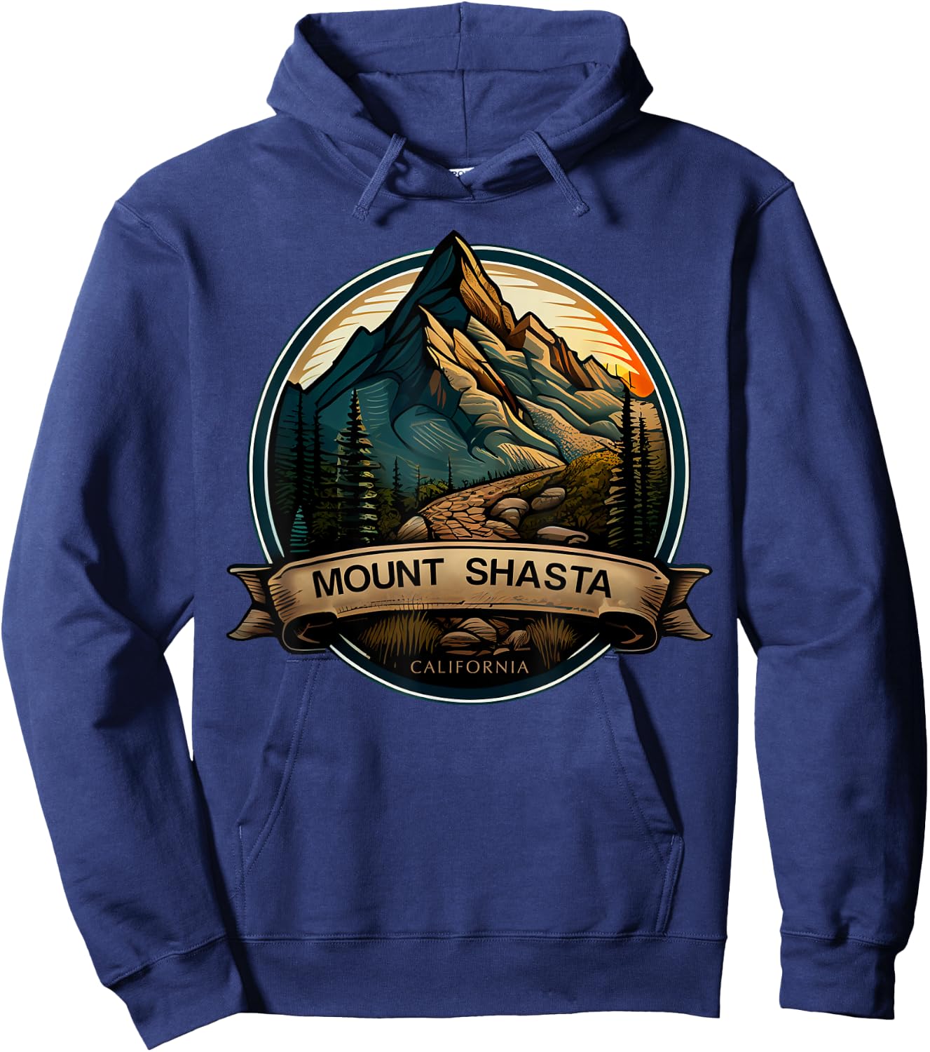 Mount Shasta California Souvenir Hiking Hoodie - Hoodie | Navy
