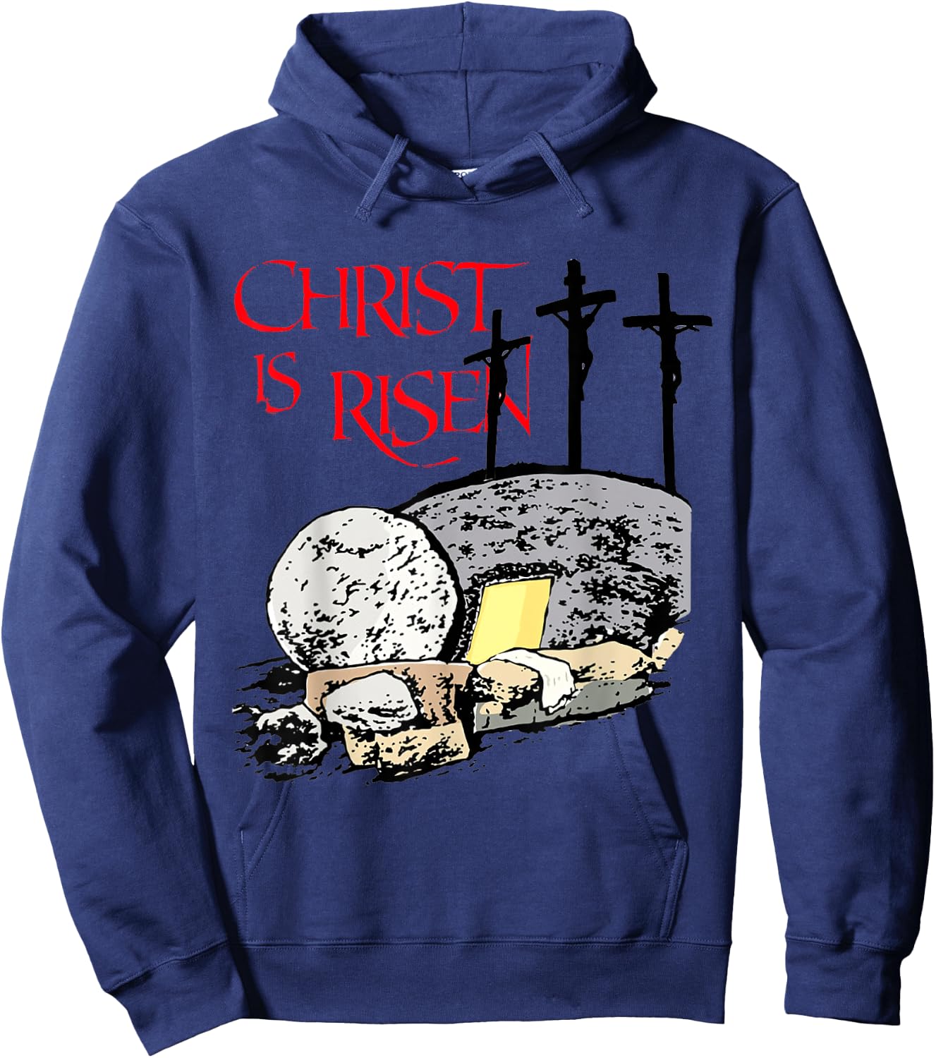 Christ Is Risen Empty Tomb Cross Jesus Risen Easter Men Hoodie - Hoodie | Navy