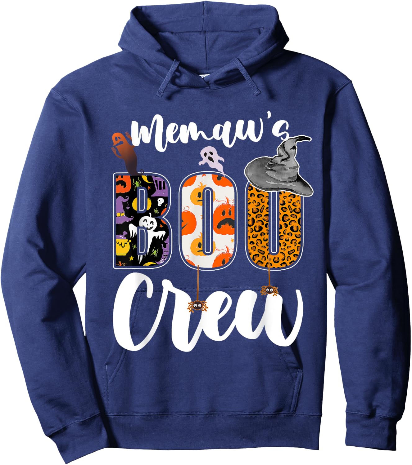 Memaw's Boo Crew Halloween Grandma Grandkids Matching Hoodie - Hoodie | Navy