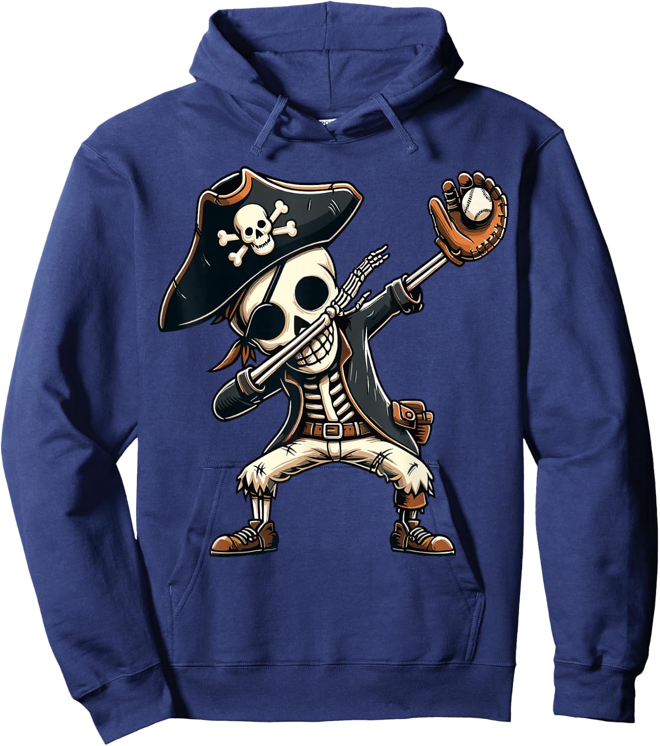 Dabbing Skeleton Pirate Baseball Kids Hoodie - Hoodie | Navy