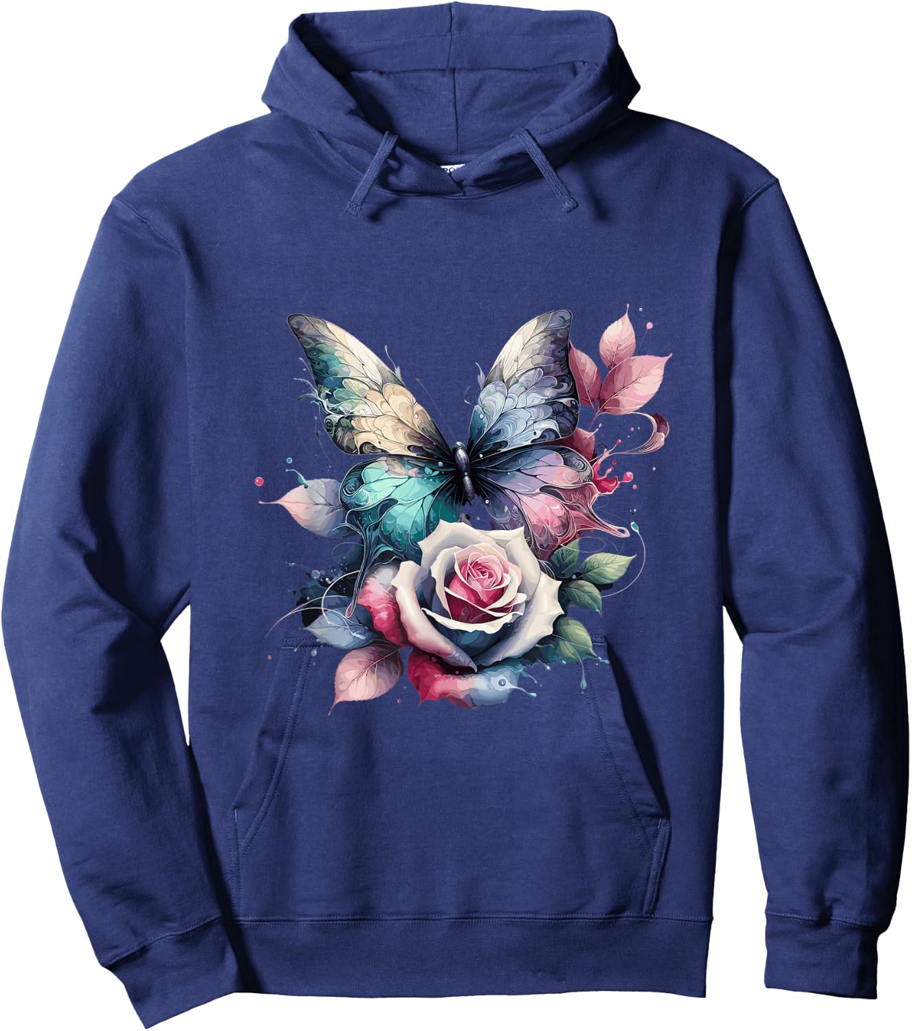 Butterfly Rose Flower Cell Phone Button Pop Up Holder Hoodie - Hoodie | Navy