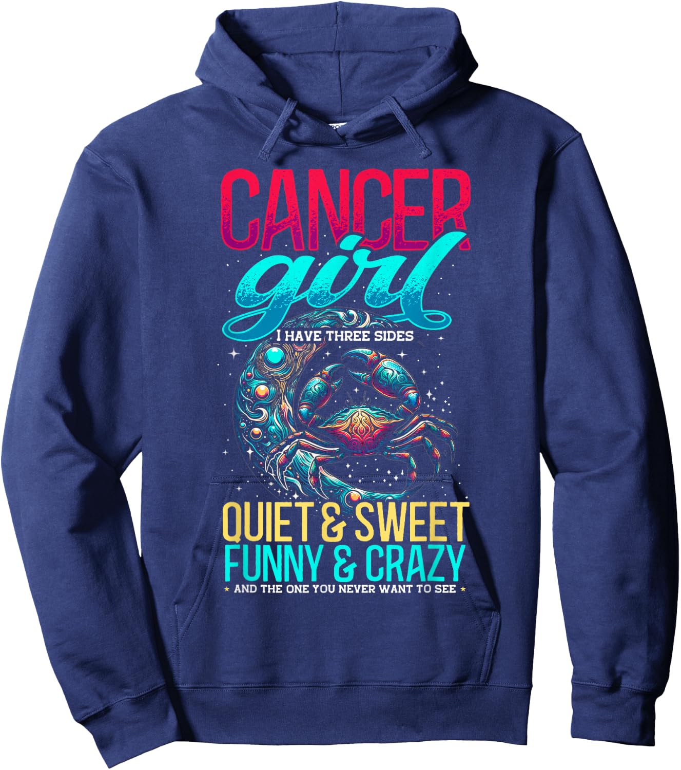 Cancer Zodiac Sign Moon Astrology Star Sign, Cancer Girl Hoodie - Hoodie | Navy