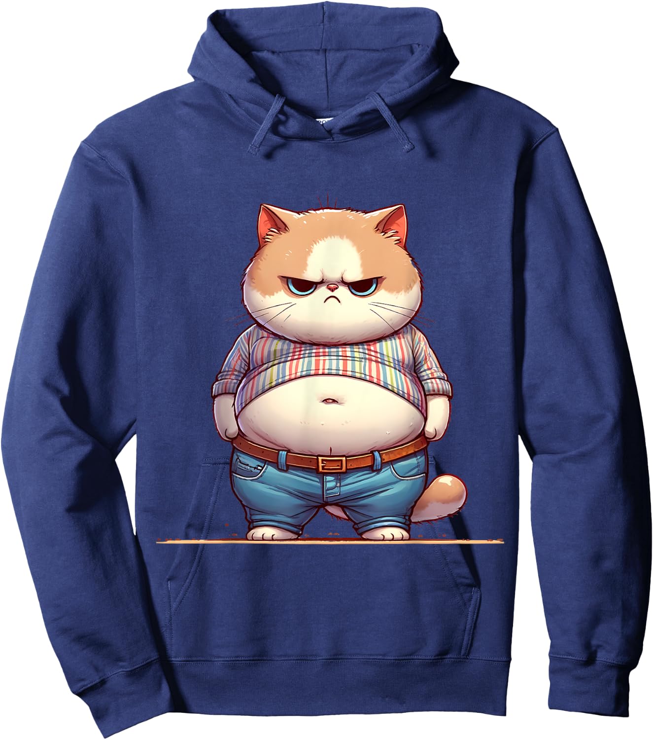 Funny Fat Cat Graphic Fat Kitten Design Chubby Cat Lover Women Girls Kids Hoodie - Hoodie | Navy