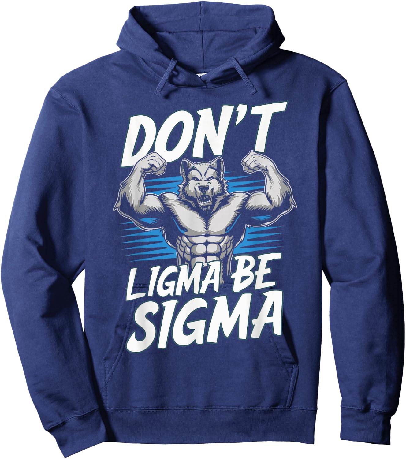 Alpha Wolf Meme Cringe Funny Werewolf Don't Ligma Be Sigma - Black, Small - Modern Humorous Meme - -Adults - Short Sleeve Hoodie - Hoodie | Navy