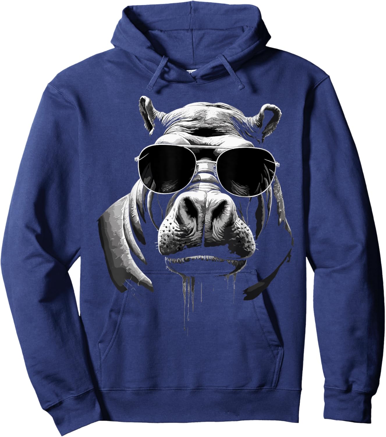 Sunglasses Africa Safari Zoo Animal Lovers Cool Hippo Hoodie - Hoodie | Navy