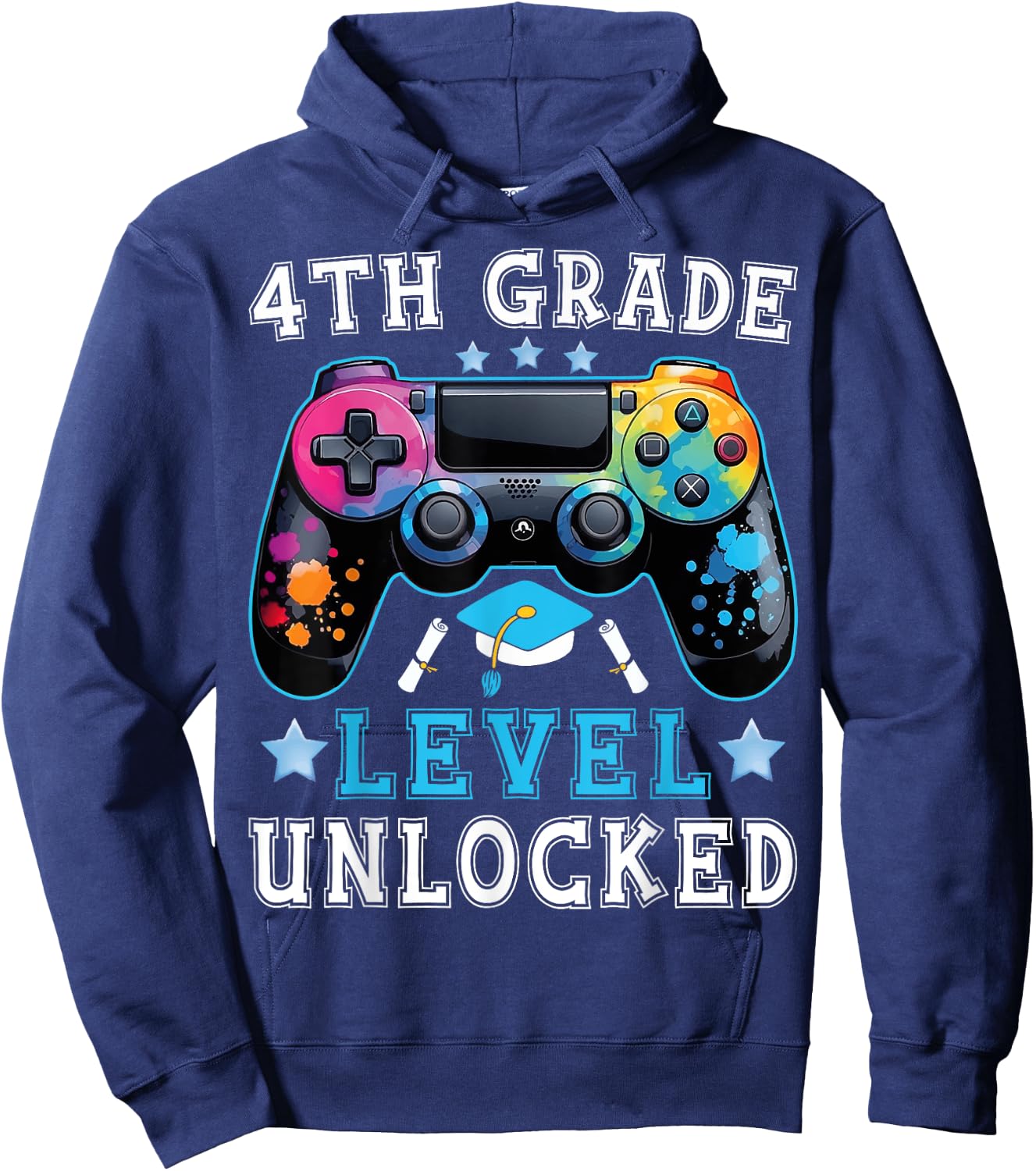 4th Grade Level Unlocked Gamer Boys First Day Back To School Hoodie - Hoodie | Navy