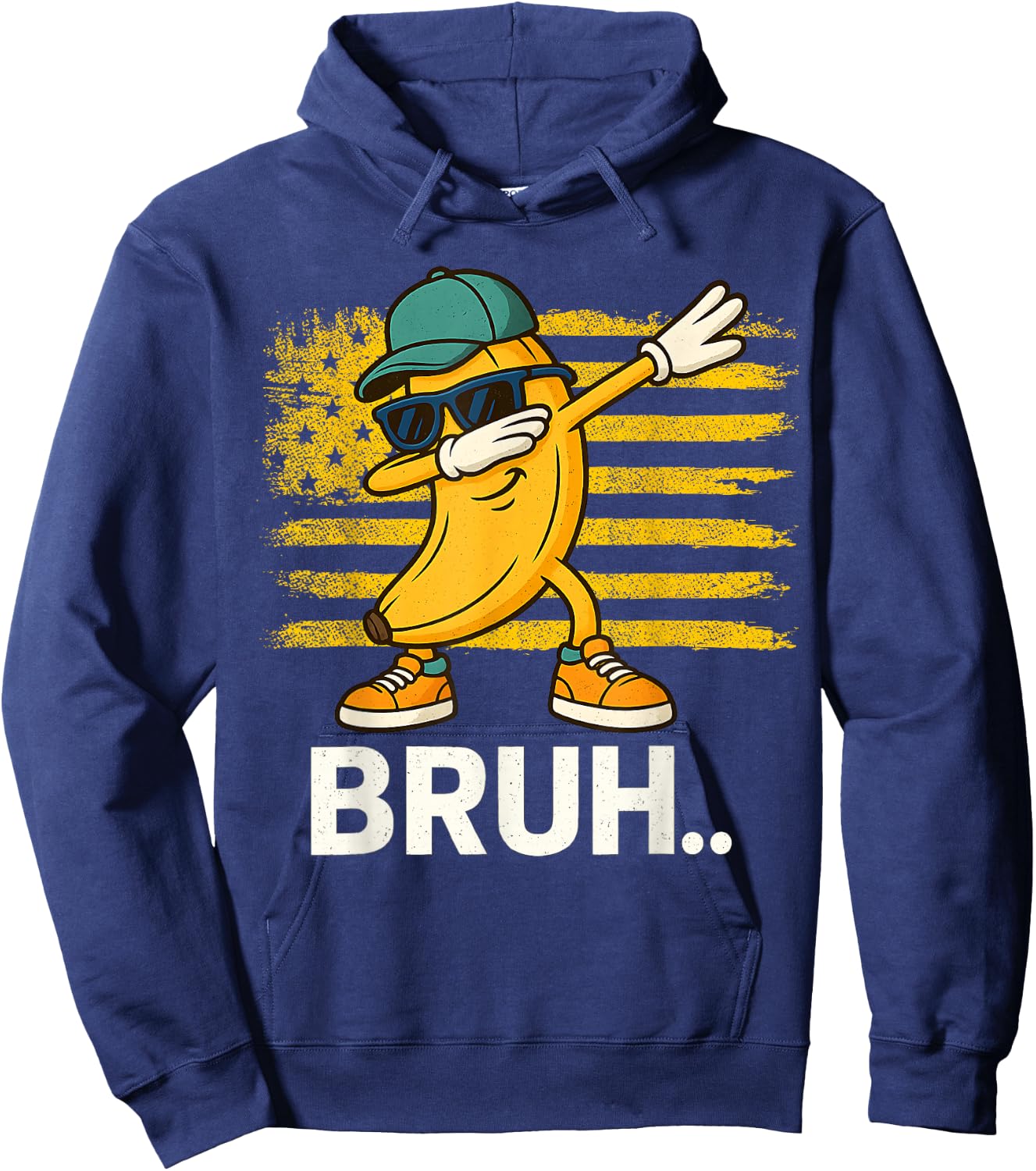 Cool Dabbing Banana Bruh American Flag Teen Boys Hoodie - Hoodie | Navy