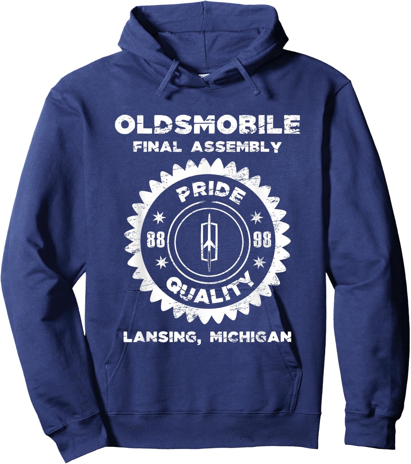 Oldsmobile Motors Final Assembly Graphic Classic Car Show Hoodie - Hoodie | Navy