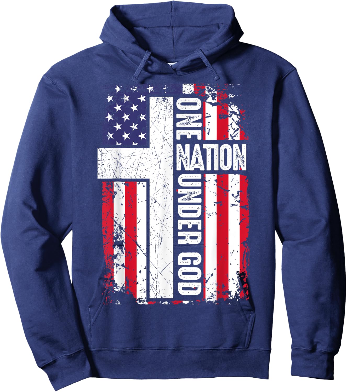 One Nation Under God 4th July Shirt Christian Women Dad Men Hoodie - Hoodie | Navy