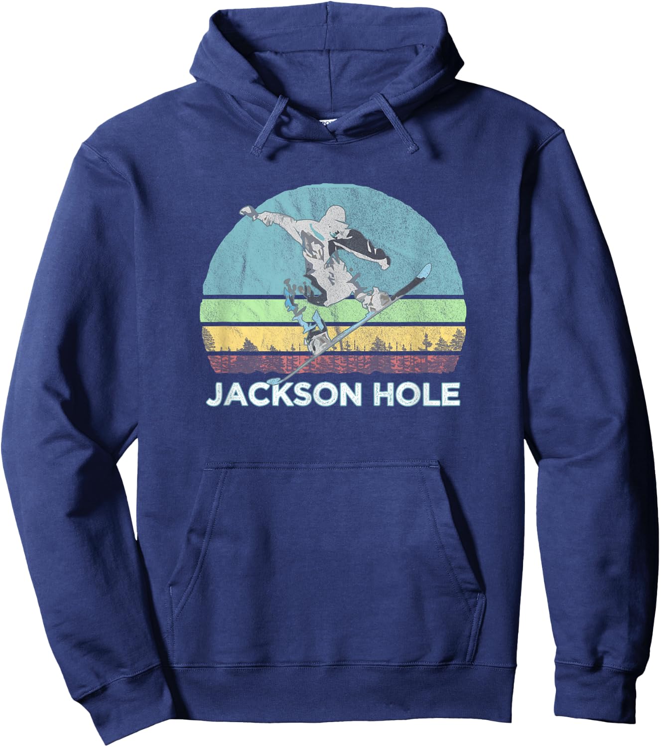 Jackson Hole Snowboard / Retro Vintage Jackson Hole, WY Hoodie - Hoodie | Navy