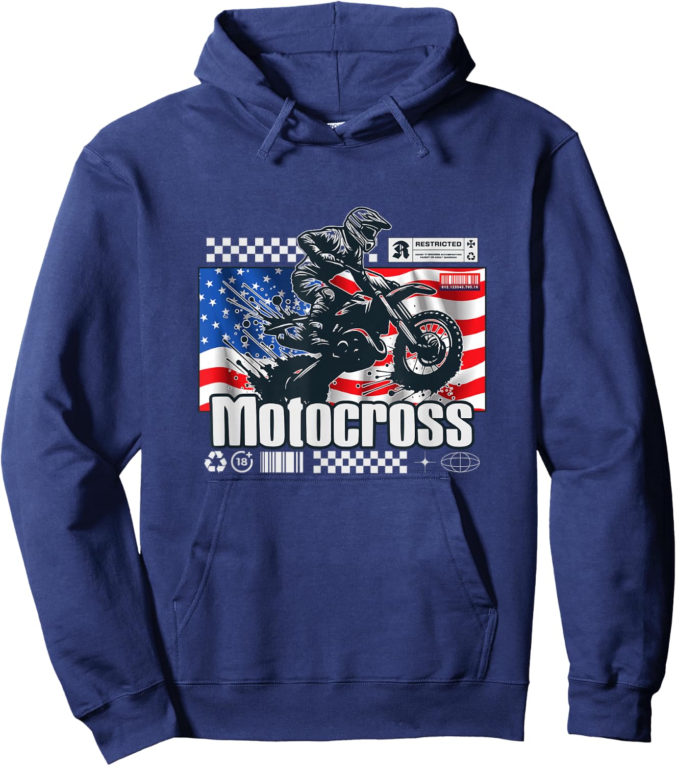 Usa themed Dirt Bike Motocross MX Supercross Graphic Hoodie - Hoodie | Navy