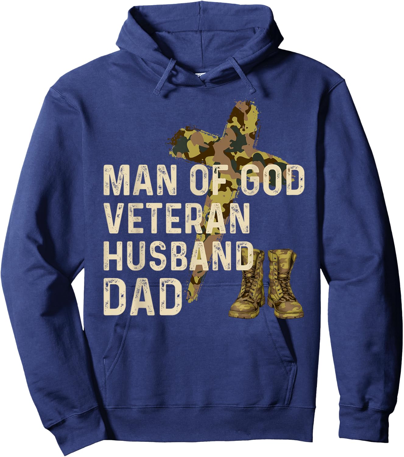 Man Of God Veteran Husband Dad Christian Jesus Camouflage Hoodie - Hoodie | Navy