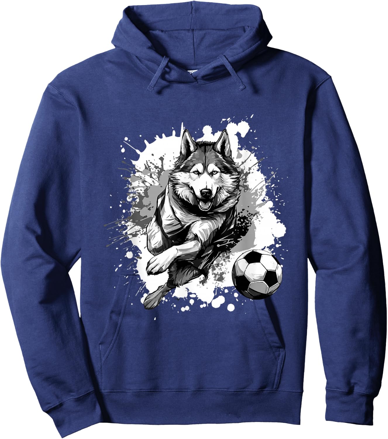 Husky Dog Playing Soccer | Sports Team Hoodie - Hoodie | Navy