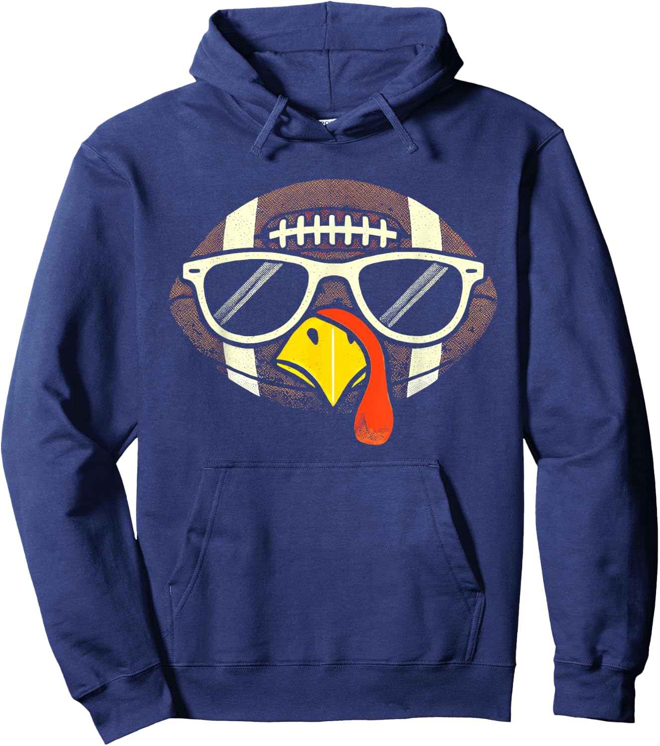 Football Turkey Face Sunglasses Thanksgiving Kid Hoodie - Hoodie | Navy