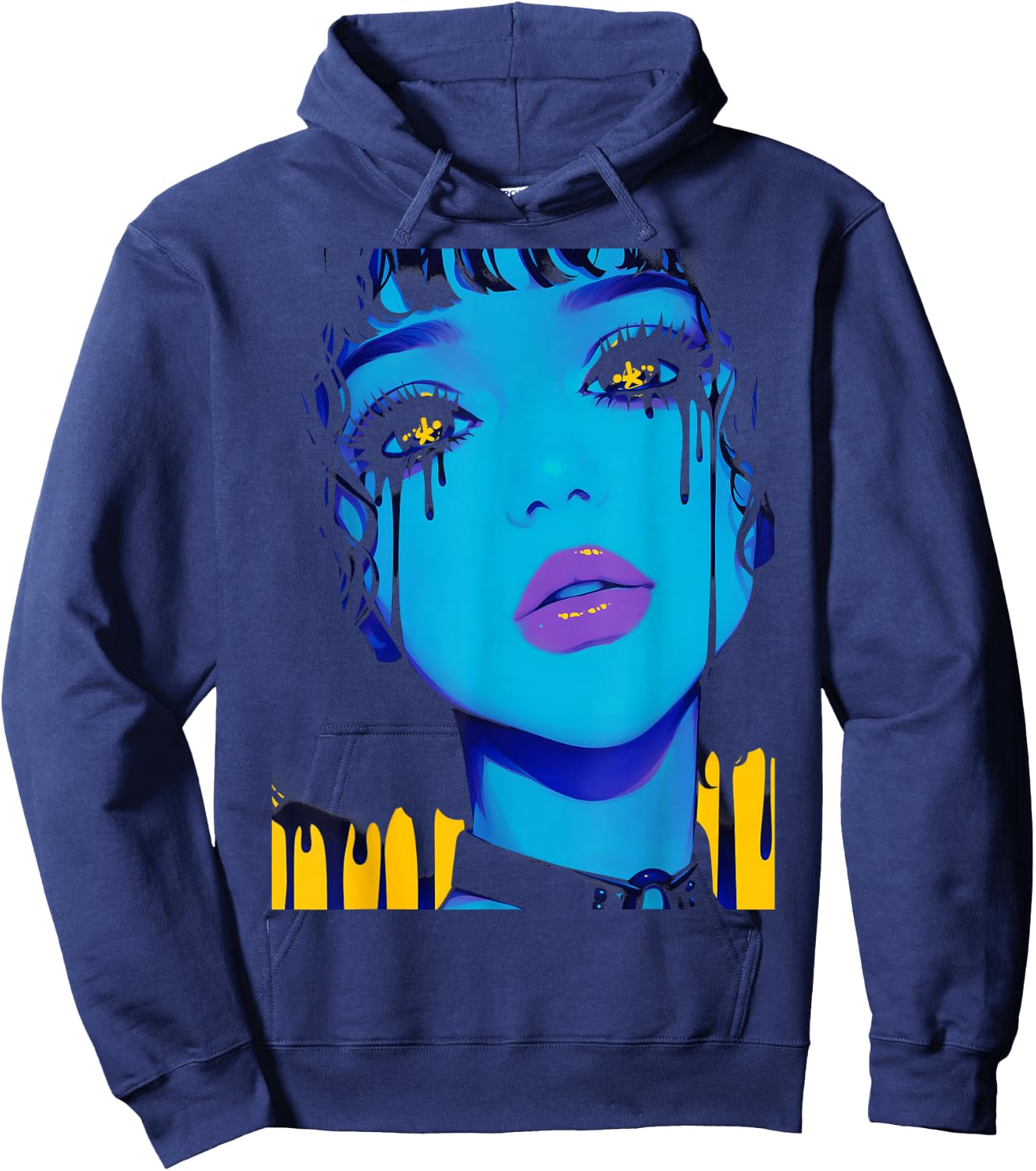 Cybergoth Cybercore Grunge Punk Goth Girl Alt Anime Manga Hoodie - Hoodie | Navy