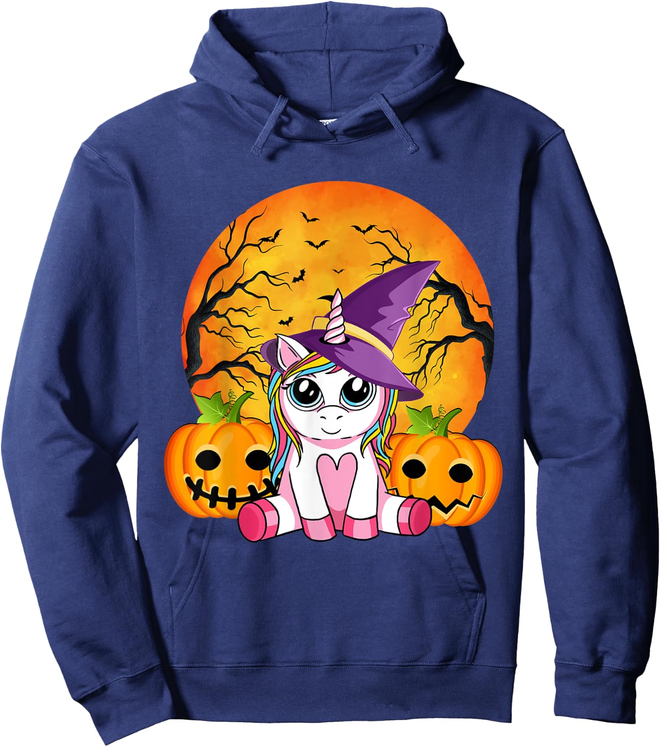 Cute Halloween Shirt Girls Women Witchy Unicorn Halloween Hoodie - Hoodie | Navy