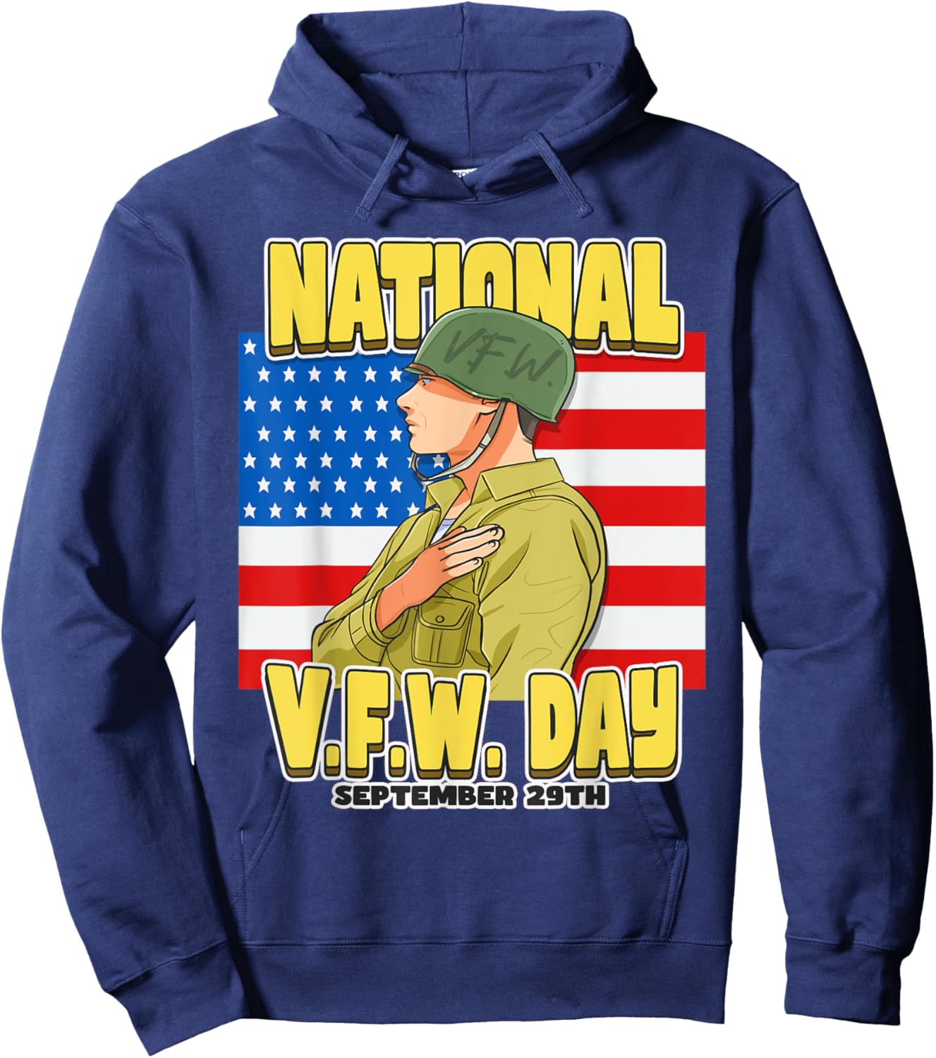 National V.F.W. Day September 29th USA flag Hoodie - Hoodie | Navy