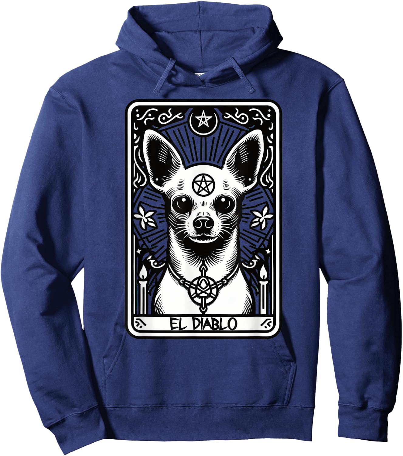 Tarot Card Dog The Devil, Satanic Goth Halloween Chihuahua Men Women Hoodie - Hoodie | Navy