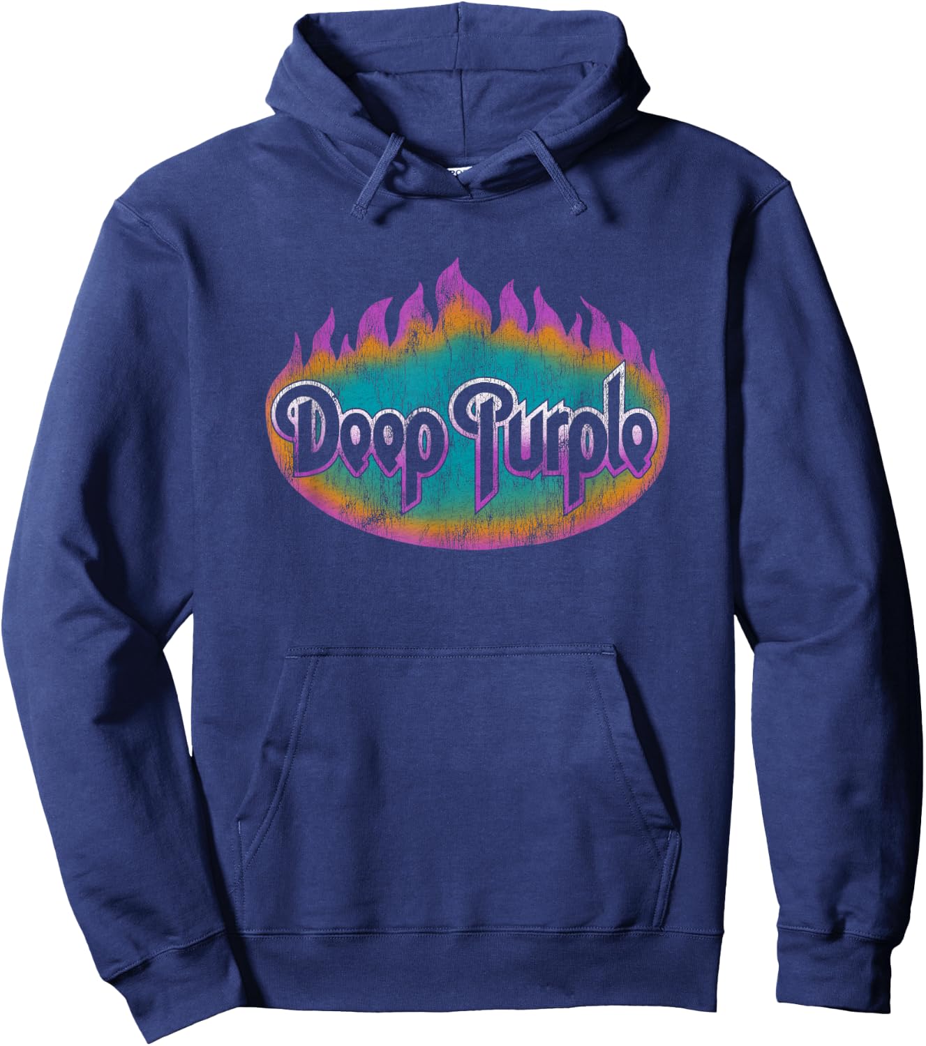 Deep Purple Flames Logo Hoodie - Hoodie | Navy