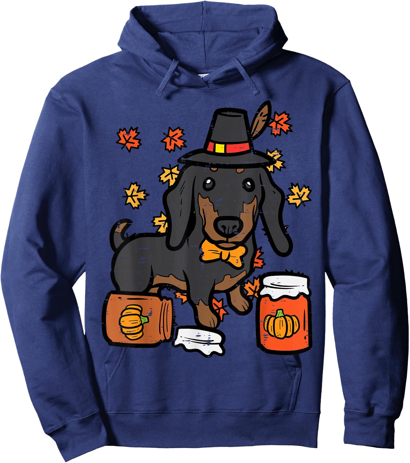 Thanksgiving Dachshund Sausage Hot Dog Autumn Men Women Kids Hoodie - Hoodie | Navy