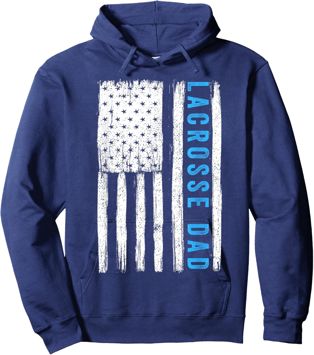Vintage Lacrosse Dad American US Flag Best Father Papa Men Hoodie - Hoodie | Navy