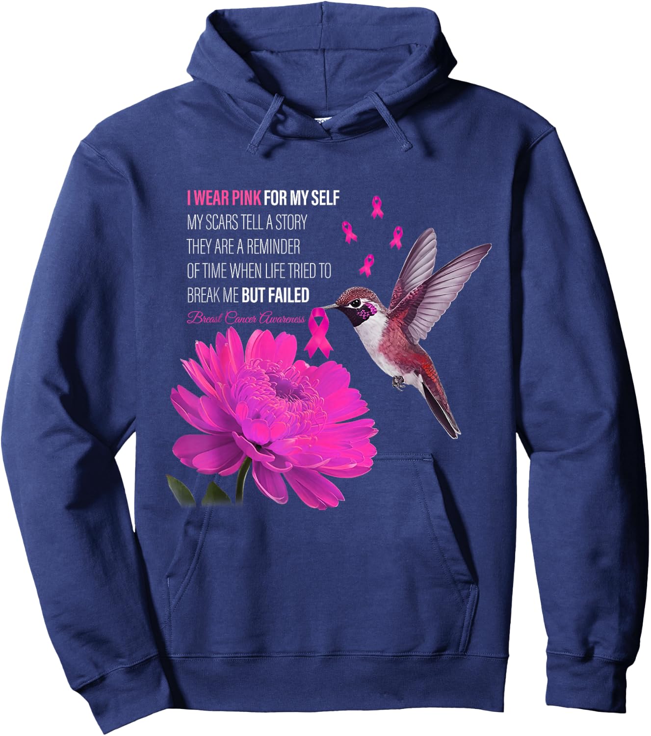 I Wear Pink For Myself My Scars Tell A Story Breast Cancer Hoodie - Hoodie | Navy